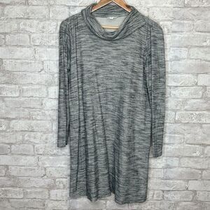 J Jill PureJill Sheath Dress XS Gray Heather 100%  Cotton Knit Cowl Neck Pockets